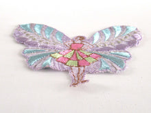 UpperDutch:Applique,Antique Flapper Girl Fairy Applique. Butterfly Patch, Antique Sewing supplies, Silk on Cotton, Crazy Quilt.