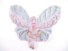 UpperDutch:Applique,Antique Flapper Girl Fairy Applique. Butterfly Patch, Antique Sewing supplies, Silk on Cotton, Crazy Quilt.