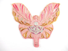 UpperDutch:Applique,Antique Flapper Girl Fairy Applique. Butterfly Patch, Antique Sewing supplies, Silk on Cotton, Crazy Quilt.