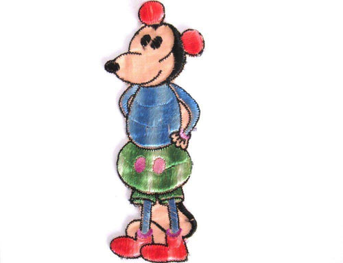 UpperDutch:Applique,Antique Mickey Mouse applique, Very rare Collectible 1930's Mickey Mouse Applique, Vintage embroidered applique. Antique patch.