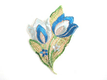 UpperDutch:Applique,Authentic Antique 1930s Silk Flower Tulip Applique, vintage embroidered applique. Floral patch, sewing supply.