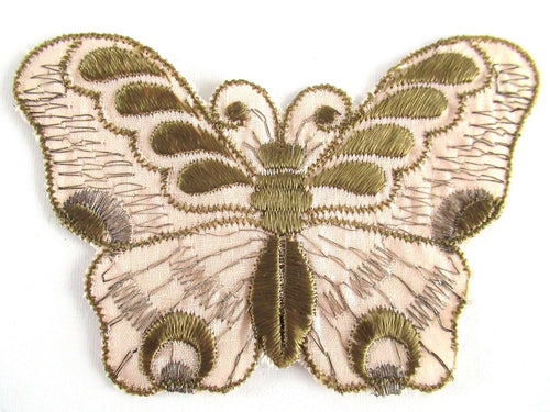 UpperDutch:Applique,Authentic Antique Gold Silk 1930s butterfly applique. Vintage patch, sewing supply, Crazy quilt.
