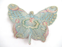 UpperDutch:Applique,Authentic Antique Silk on Cotton Fairy Butterfly Applique. Flapper girl Fairy, Vintage patch, sewing supply, crazy quilt.