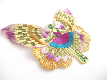 UpperDutch:Applique,Authentic Antique Silk on Cotton Fairy Butterfly Applique. Flapper girl Fairy, Vintage patch, sewing supply, crazy quilt.