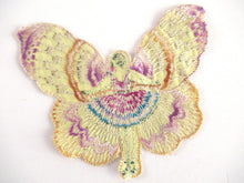 UpperDutch:Applique,Authentic Antique Silk on Cotton Fairy Butterfly Applique. Flapper girl Fairy, Vintage patch, sewing supply, crazy quilt.