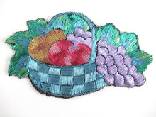 UpperDutch:Applique,Fruit basket applique, 1930s vintage embroidered applique. Vintage patch, sewing supply.