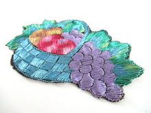 UpperDutch:Applique,Fruit basket applique, 1930s vintage embroidered applique. Vintage patch, sewing supply.
