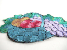 UpperDutch:Applique,Fruit basket applique, 1930s vintage embroidered applique. Vintage patch, sewing supply.