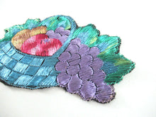 UpperDutch:Applique,Fruit basket applique, 1930s vintage embroidered applique. Vintage patch, sewing supply.