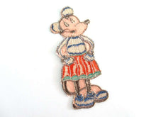 UpperDutch:Applique,RESERVED Antique Minnie Mouse applique, Very rare Collectible 1930's Minnie Mouse Applique, Vintage embroidered applique.