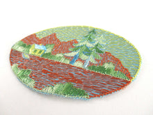 UpperDutch:Applique,Scenery Landscape Applique, 1930s Authentic Antique Embroidered applique, application, patch. Sewing supply.