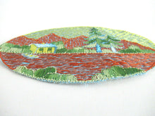 UpperDutch:Applique,Scenery Landscape Applique, 1930s Authentic Antique Embroidered applique, application, patch. Sewing supply.