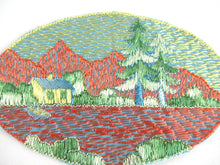 UpperDutch:Applique,Scenery Landscape Applique, 1930s Authentic Antique Embroidered applique, application, patch. Sewing supply.