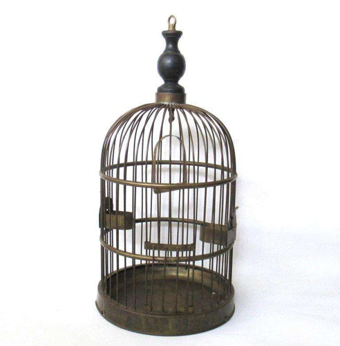 UpperDutch:,Antique Standing Birdcage 22 INCH Solid Brass Bird cage.