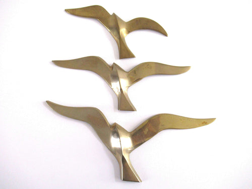UpperDutch:,Set of 3 Brass Seagulls