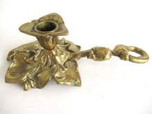 UpperDutch:Candelabra,Antique Brass Candle Holder with Handle- Candlestick - Chamber stick.