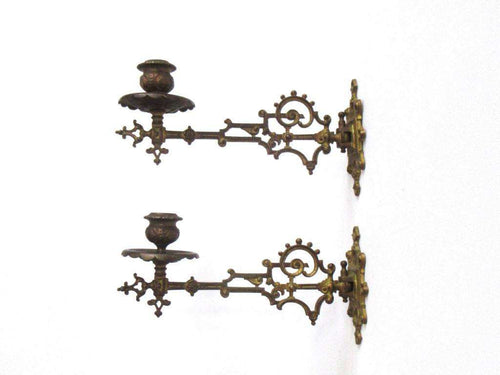 UpperDutch:Candelabra,Antique Solid Brass Victorian Piano Wall Sconces, Candle holders.