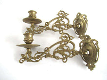 UpperDutch:Candelabra,Pair Vintage Solid Brass Victorian Piano Candelabra, Set piano candle holders, candle wall sconce. Old lighting, antique decor.