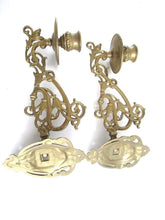 UpperDutch:Candelabra,Pair Vintage Solid Brass Victorian Piano Candelabra, Set piano candle holders, candle wall sconce. Old lighting, antique decor.
