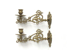 UpperDutch:Candelabra,Pair Vintage Solid Brass Victorian Piano Candelabra, Set piano candle holders, candle wall sconce. Old lighting, antique decor.