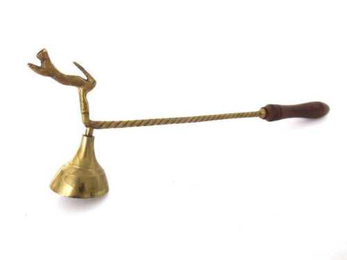 UpperDutch:Candle Snuffers,Antique Brass Candle Snuffer with cat / dog.