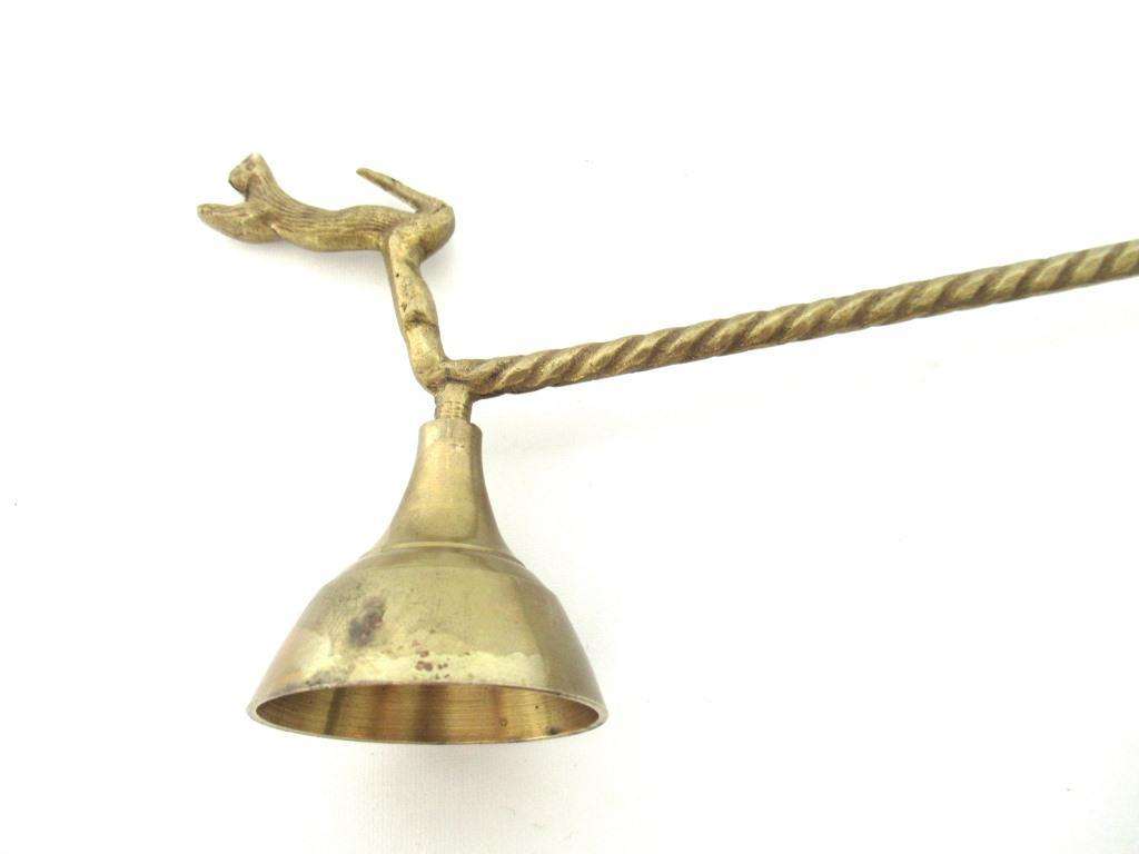 Antique Brass Candle Snuffer with cat / dog. UpperDutch
