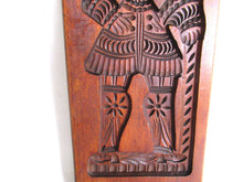 UpperDutch:,Bakery decoration, Wooden Dutch Folk Art Cookie Mold. Antique. Dutch wood carved man with hat and cane. Spiced cookie springerle.