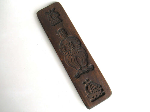 UpperDutch:,Springerle Wooden cookie mold. Wooden Dutch Folk Art Cookie Mold, Speculatius, ship, windmill.