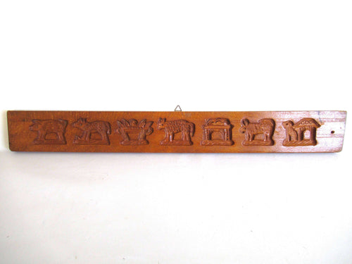 UpperDutch:,Wooden cookie mold Dutch Folk Art Cookie Mold. Speculaas plank, Springerle with animals.