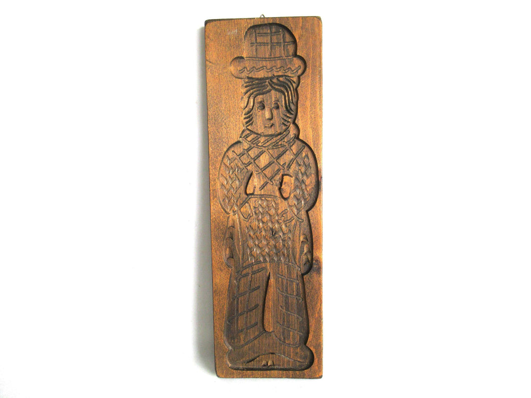 UpperDutch:,Wooden Dutch Folk Art Cookie Mold. Antique Bakery decoration. Wood carved man from Holland. Spiced cookie springerle wall decor.