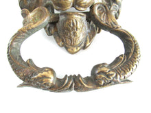 UpperDutch:Door knocker,Antique Solid Brass Detailed Lion Head Door Knocker with fish / carp handle.