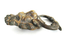 UpperDutch:Door knocker,Antique Solid Brass Detailed Lion Head Door Knocker with fish / carp handle.