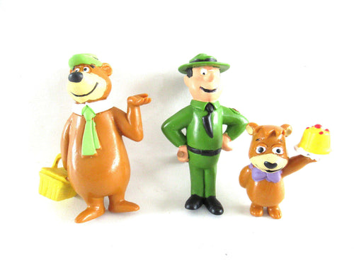 UpperDutch:,Set of 3 vintage pvc figurine's Hanna Barbera Miniland 1991 Yogi Bear Ranger Smith Boo-Boo Bear.