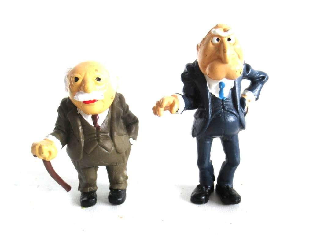 UpperDutch:,Statler and Waldorf, Schleich West-Germany The Muppets, Pvc figurine 1970's, Jim Henson.