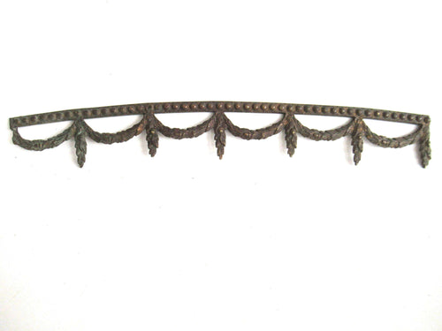 UpperDutch:,Victorian furniture trim. Slightly curved solid brass furniture Applique. Authentic hardware, restoration supply.
