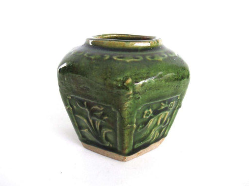 UpperDutch:Ginger Jar,Green Glazed Ginger Jar, Collectible pottery.