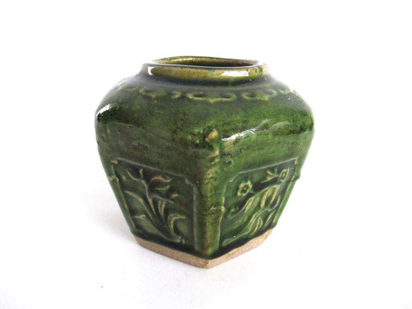 UpperDutch:Ginger Jar,Green Glazed Ginger Jar, Collectible pottery.