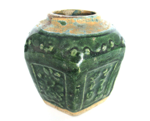 UpperDutch:Ginger Jar,Green Glazed Ginger Jar, Collectible pottery.