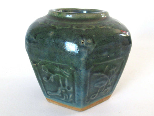 UpperDutch:Ginger Jar,Green Glazed Ginger Jar, Collectible pottery.