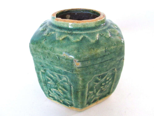 UpperDutch:Ginger Jar,Green Glazed Ginger Jar, Collectible pottery.