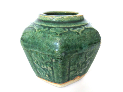 UpperDutch:Ginger Jar,Green Glazed Ginger Jar, Collectible pottery.