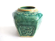 UpperDutch:,Green Vintage Glazed Ginger Jar Collectible pottery.