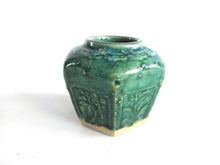 UpperDutch:,Vintage Green Glazed Ginger Jar, Collectible pottery.