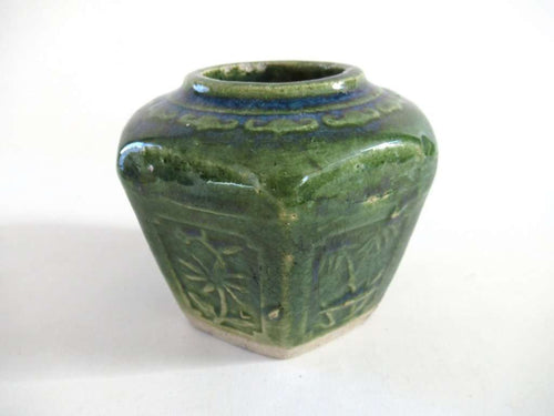 UpperDutch:Ginger Jar,Vintage Green Glazed Ginger Jar Collectible pottery.