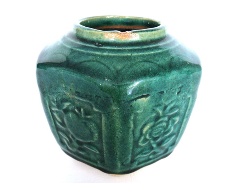 UpperDutch:Ginger Jar,Vintage Green Glazed Ginger Jar, Collectible pottery.