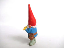 UpperDutch:,1 (ONE) David the Gnome figurine after a design by Rien Poortvliet, Collectible pocket gnome plays on flute,mini garden gnome. BRB / Startoys