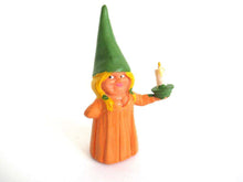 UpperDutch:Gnome,1 (ONE) Gnome after a design by Rien Poortvliet, Brb Gnome holding candle, Lisa the Gnome.