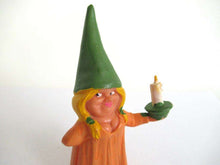 UpperDutch:Gnome,1 (ONE) Gnome after a design by Rien Poortvliet, Brb Gnome holding candle, Lisa the Gnome.