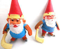 UpperDutch:,1 (ONE) Gnome figurine, Gnome after a design by Rien Poortvliet, Brb Gnome, David the Gnome, gnome playing ice hockey. Goalie