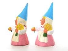 UpperDutch:,1 (ONE) Gnome figurine, Gnome after a design by Rien Poortvliet, Brb Gnome, Gnome with flowers.